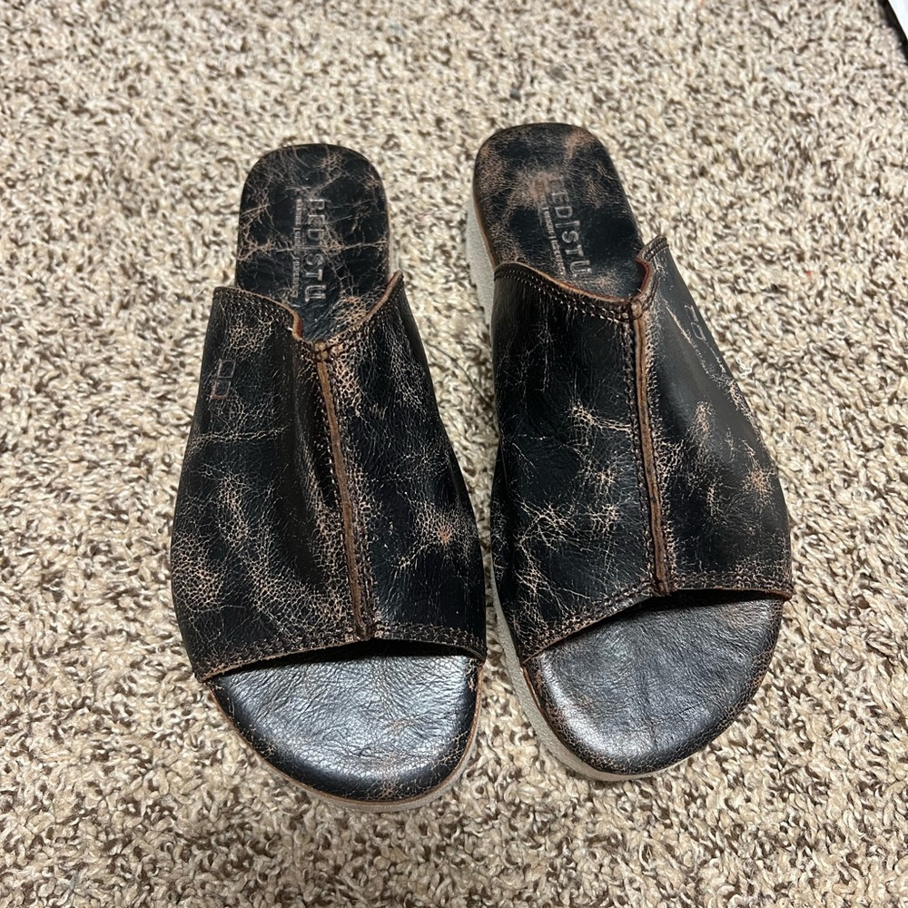 Bed Stu Fairlee II Black Lux Leather Slide Size 8.5